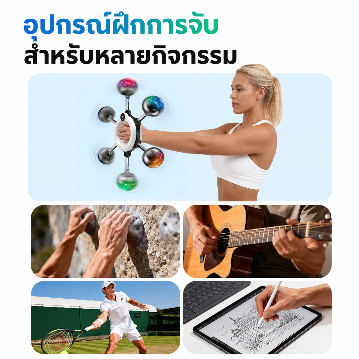 เครื่องบริหารแขน 360° พร้อมลูกบอล LED
